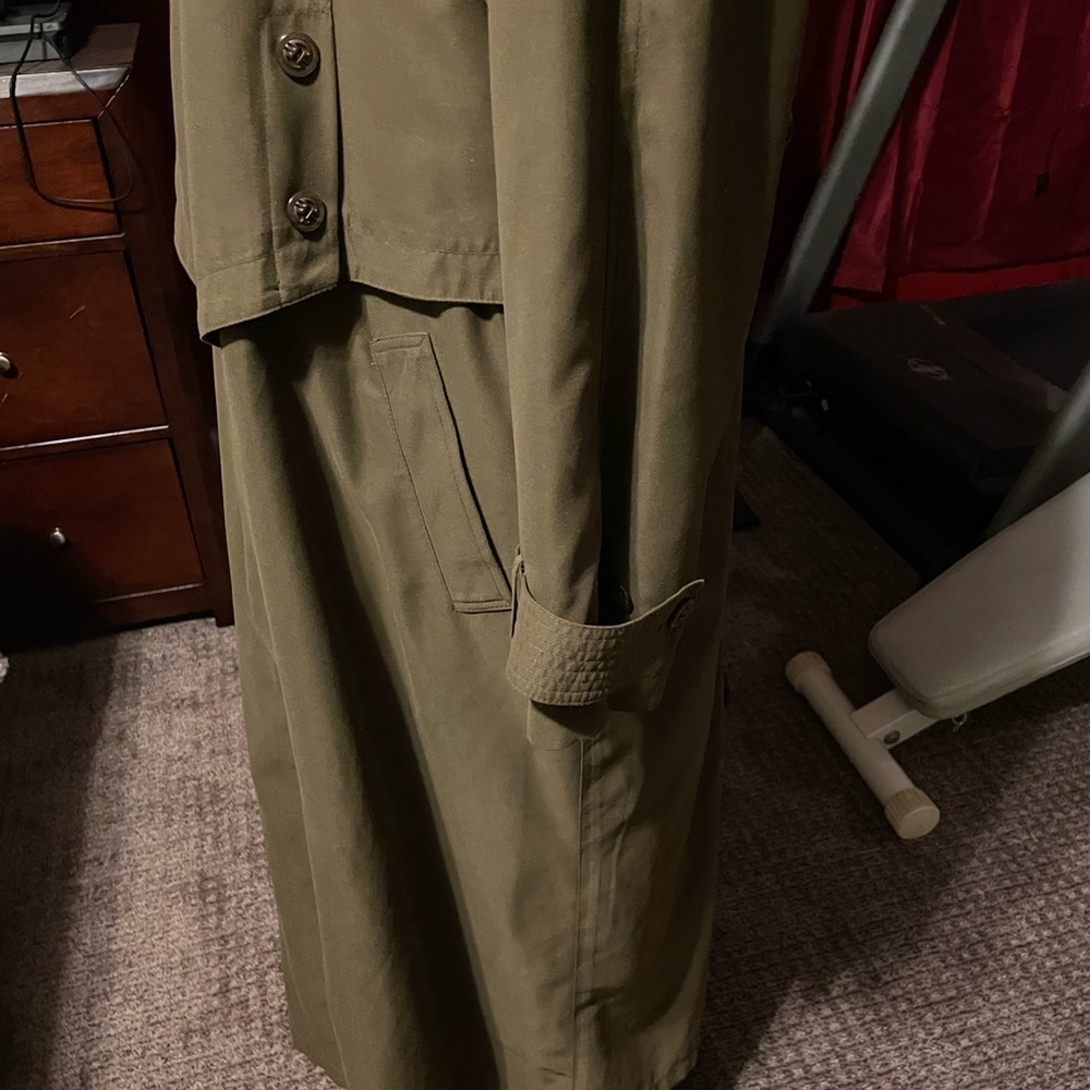 Fleet Street Olive Green Overcoat Trench Coat Long Jacket, Vintage 80’s 90’s - Picture 5 of 13
